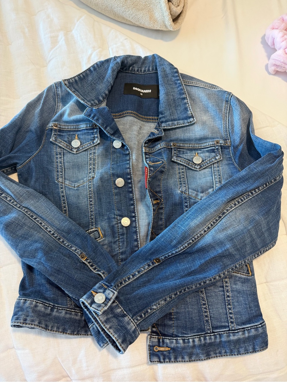 DSQUARED2 Blue Washed Denim Jacket with Button Front
